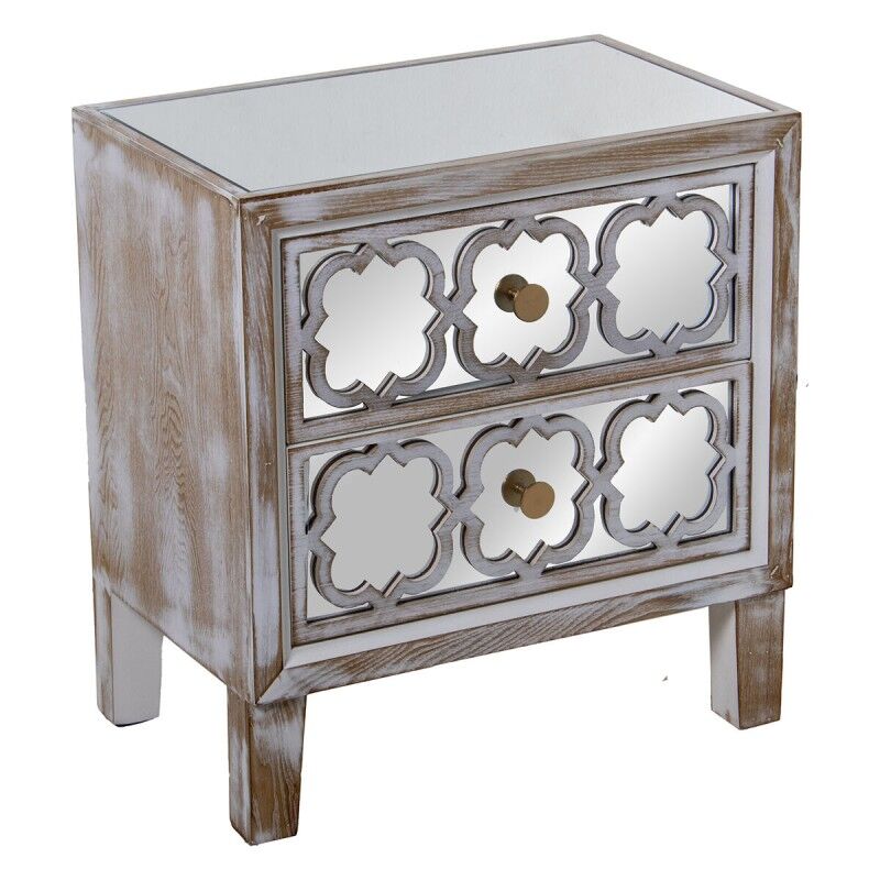Table de Nuit Alexandra House Living Transparent Doré Bois Miroir 55 x 60 x 35 cm