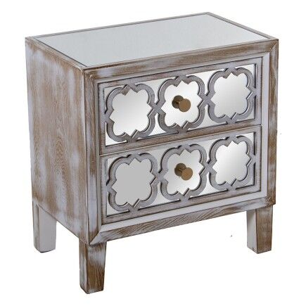 Table de Nuit Alexandra House Living Transparent Doré Bois Miroir 55 x 60 x 35 cm