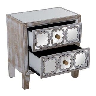 Table de Nuit Alexandra House Living Transparent Doré Bois Miroir 55 x 60 x 35 cm