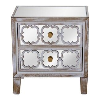 Table de Nuit Alexandra House Living Transparent Doré Bois Miroir 55 x 60 x 35 cm
