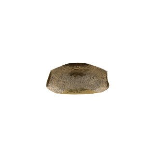Plateau rond à bords pliés en aluminium doré 22x22x3 cm