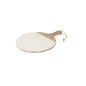 Tabla de cortar redonda de madera de mango blanco y natural de 40 cm de largo