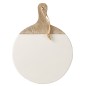 Tabla de cortar redonda de madera de mango blanco y natural de 40 cm de largo