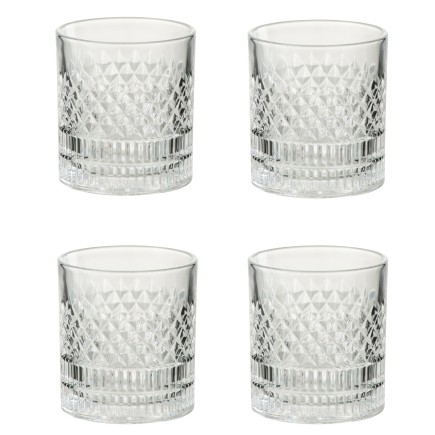 Boite de 4 verres à whisky transparent 8x8x9,5cm