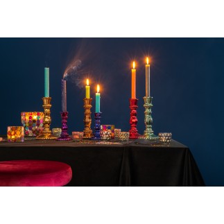 Lot de 8 photophores oriental en verre multi-couleur 5x5x5 cm