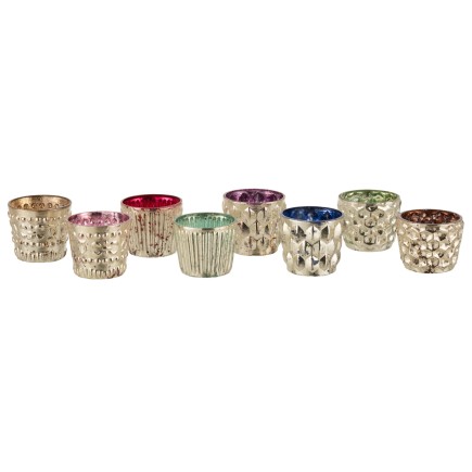 copia de 8 portavelas orientales de vidrio multicolor de 5x5x5 cm