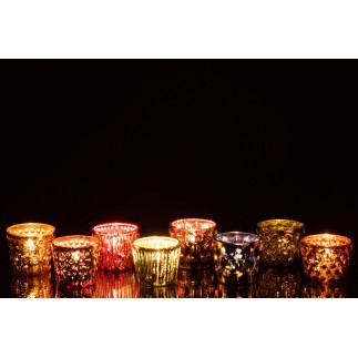 copia de 8 portavelas orientales de vidrio multicolor de 5x5x5 cm