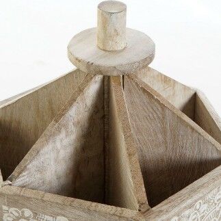 Portamandos DKD Home Decor Marrón Plástico Madera de mango 21 x 19 x 22 cm
