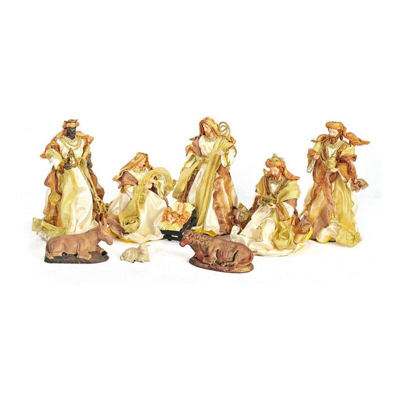 Adorno Navideño DKD Home Decor Dorado Blanco (9 pcs) (20 x 15 x 30 cm)