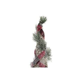 Decoración DKD Home Decor Conos Navidad LED Rojo Verde Natural Nevado 20 x 20 x 80 cm (3 Piezas)