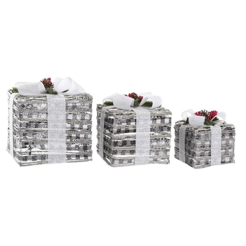 Set de boîtes décoratives DKD Home Decor LED Blanc Rouge Vert Argenté Métal Enneigé 25 x 25 x 29 cm (3 Pièces) Set de boîtes décoratives DKD Home Decor LED Blanc Rouge Vert Argenté Métal Enneigé 25 x 25 x 29 cm (3 Pièces)