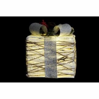 Juego de Cajas Decorativas DKD Home Decor LED Blanco Plateado 25 x 25 x 28 cm (3 Piezas)