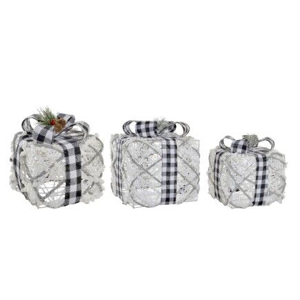 Décorations de Noël DKD Home Decor Blanc Argenté 25 x 25 x 25 cm (3 Pièces) (3 Unités)