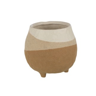 Macetero con soporte de cerámica beige/marrón claro 18.5x18.5x18 cm