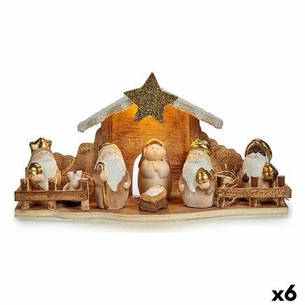 Belén de Navidad Luz LED Blanco Marrón Gris 10,5 x 16 x 33 cm (6 Unidades)