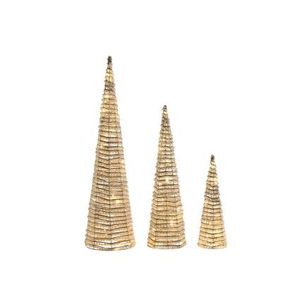 Décorations de Noël DKD Home Decor Blanc Doré Naturel 20 x 20 x 80 cm (3 Pièces)
