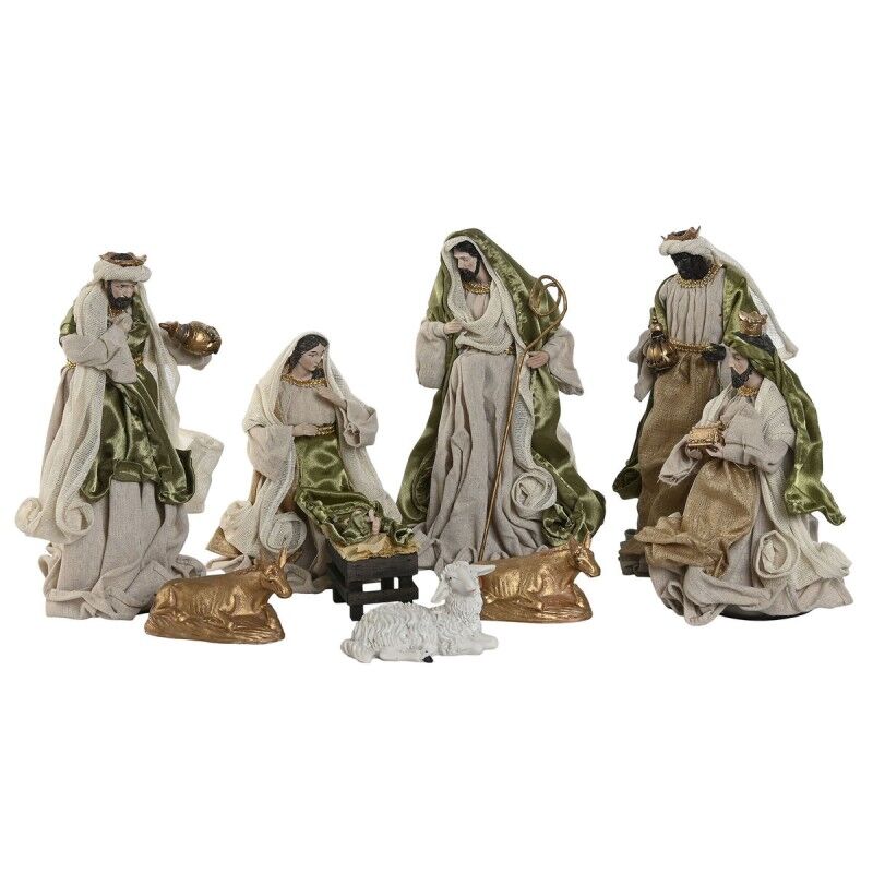 Belén de Navidad Home ESPRIT Verde Beige 20 x 15 x 30 cm (9 Piezas)