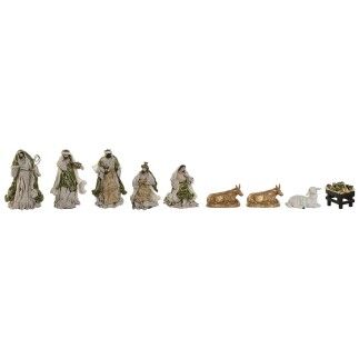 Belén de Navidad Home ESPRIT Verde Beige 20 x 15 x 30 cm (9 Piezas)
