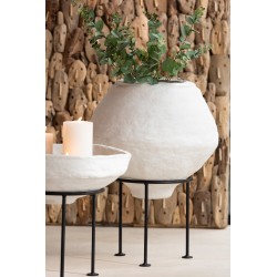 Pentola in cartapesta bianca su supporto 53x53x55cm