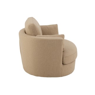 Sillón giratorio de tela beige 107x98x88 cm