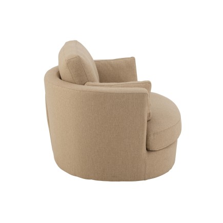 Sillón giratorio de tela beige 107x98x88 cm