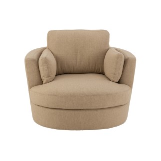 Poltrona girevole in tessuto beige 109x100x89 cm