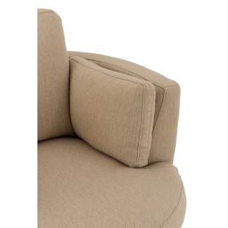 Sillón giratorio de tela beige 107x98x88 cm