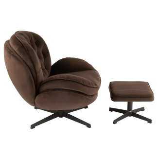 Sillón relax con reposapiés de metal marrón 83x88x84 cm