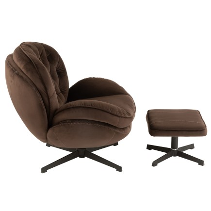 Sillón relax con reposapiés de metal marrón 83x88x84 cm