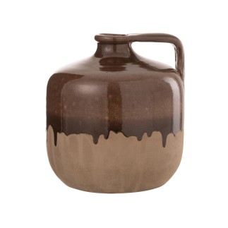 Brocca in ceramica marrone con manico 17x19,5x19,5 cm