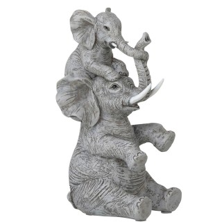 Elefantes de resina gris 13x11x23.5 cm