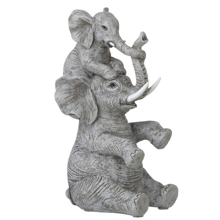 Elefantes de resina gris 13x11x23.5 cm