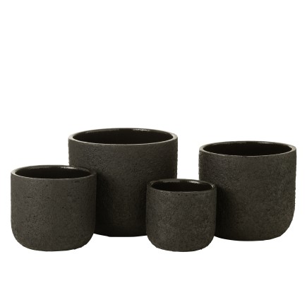 Cache-pot en céramique noir 24x24x21.5 cm
