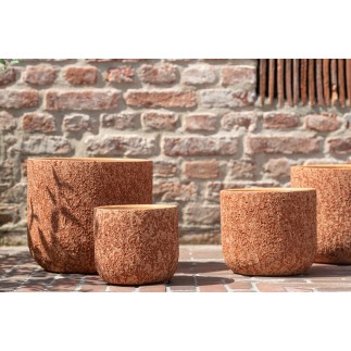 Cache-pot en céramique orange 18.5x18.5x16.5 cm