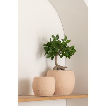 Cache-pot en céramique beige 20x20x18 cm