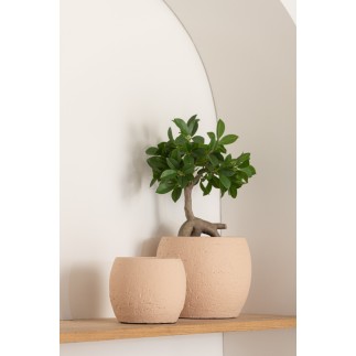 Cache-pot en céramique beige 16x16x14 cm