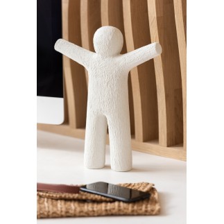 Statuetta p'tit maurice braccia aperte bianco sintetico 24x4x30 cm