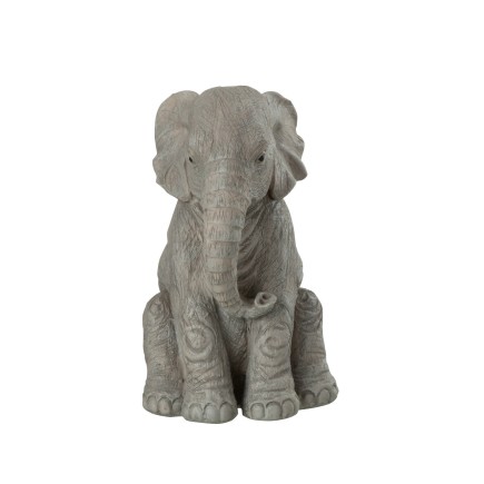 Elefante sentado en sintético gris 12x12x19 cm