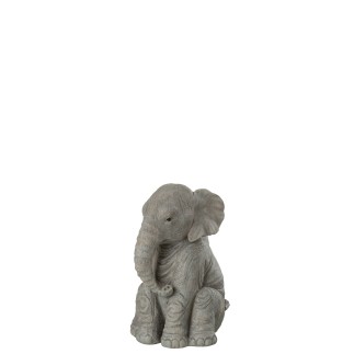 Elefante sentado en sintético gris 12x12x19 cm