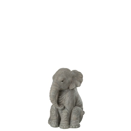 Elefante sentado en sintético gris 12x12x19 cm