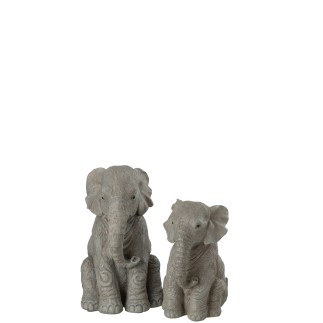 Elefante sintetico grigio seduto 12x12x19 cm