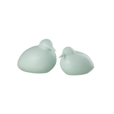 Set de 2 oiseaux en plastique bleu 22x16x17 cm