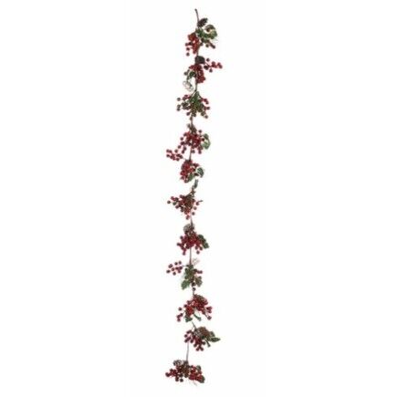 Guirnalda de Navidad Rama Frutos rojos Verde Plástico 15 x 7,5 x 156 cm (6 Unidades)