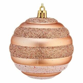 Set de Bolas de Navidad Círculos 8 cm Cobre PVC (12 Unidades)