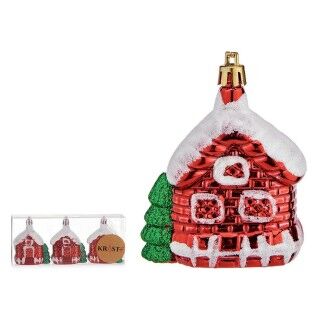 Set Adornos de Navidad Casa 3 Piezas Blanco Rojo Verde Dorado Plástico 3,5 x 8 x 6 cm (12 Unidades)