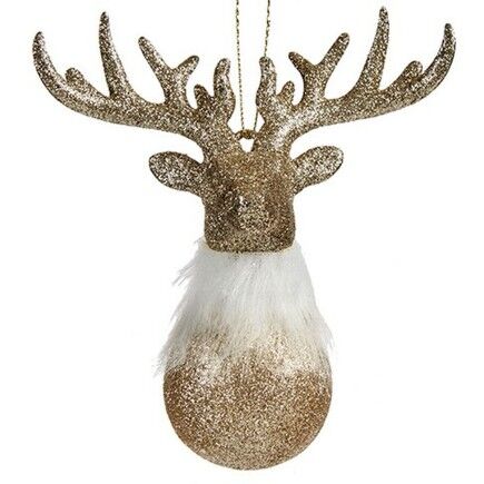 Décorations de Noël Renne champagne Plastique Paillettes 14 x 15,5 x 7 cm (24 Unités)