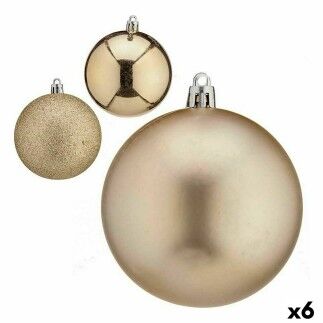 Set de Bolas de Navidad Champagne Plástico Ø 8 cm (6 Unidades)
