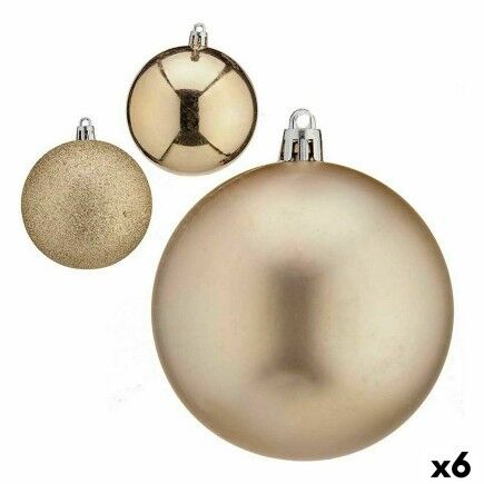 Set de Bolas de Navidad Champagne Plástico Ø 8 cm (6 Unidades)