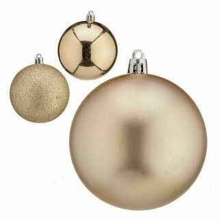 Set de Bolas de Navidad Champagne Plástico Ø 8 cm (6 Unidades)