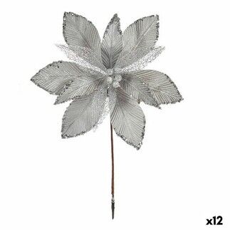 Fleur décorative Argenté Plastique 32 x 47 x 2 cm (12 Unités)